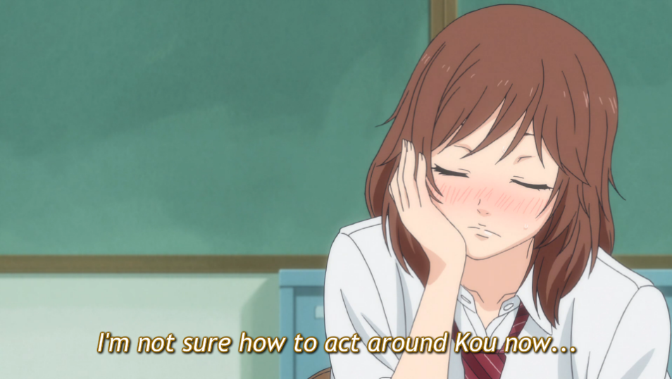 Futaba drying herself up-Ao Haru Ride Episode 1